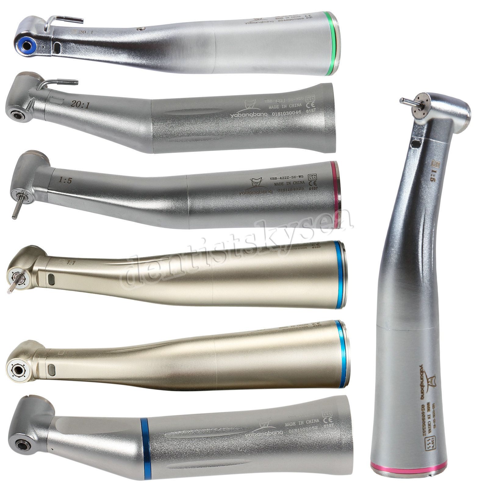 SANDENT 1:1 /1:5 / 20:1 LED Fiber Optic Contra Angle Handpiece Fit E-type Motor