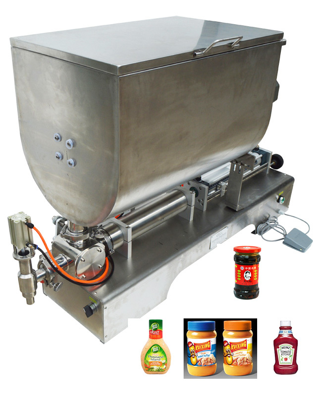 100-1000ml, Paste Filling Mixing Machine, Piston Filler Machine with Big Hopper