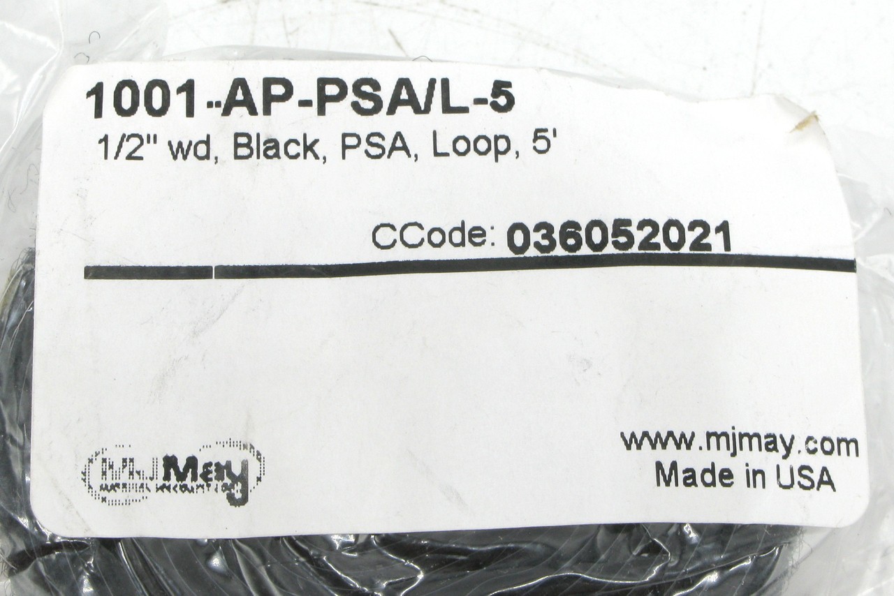 1/2 Inch Loop Fastner, 5 Foot Length, Black, 10pc