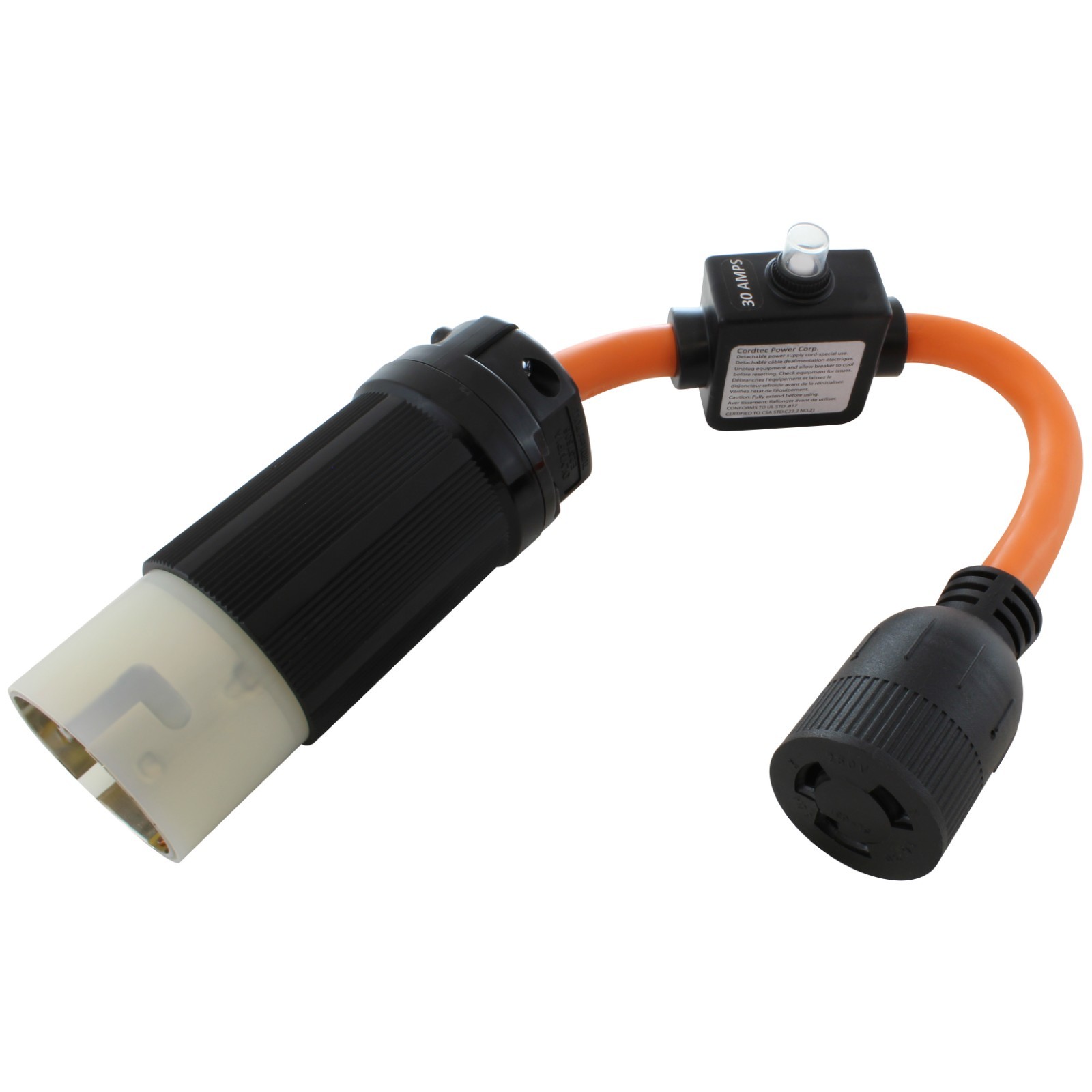 AC WORKS® SS2‑50P to L6‑30R Adapter w/ 30A Breaker, Heavy‑Duty STW 10/3
