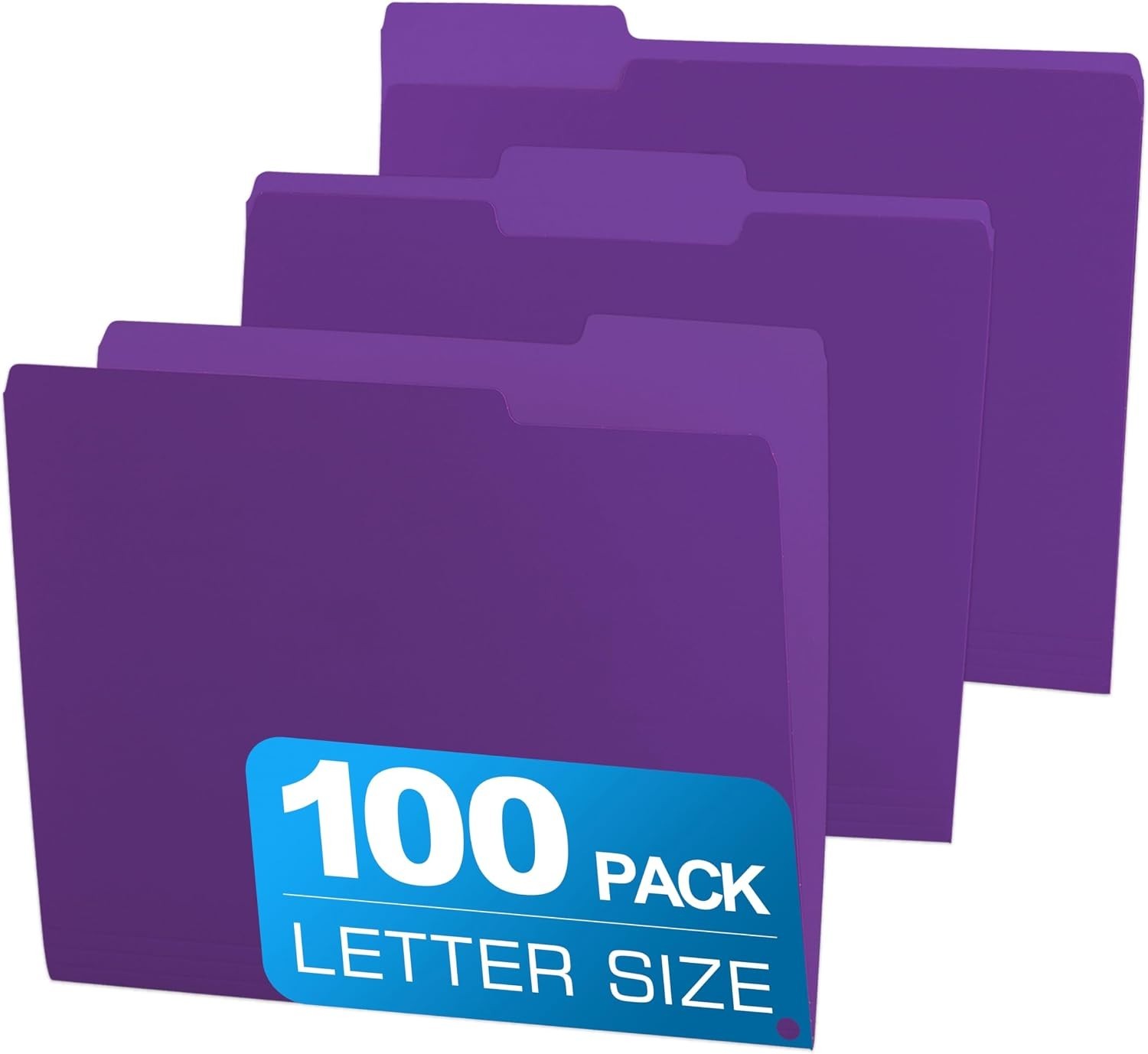 100 Packs Purple Colored File Folders with 1/3 Cut Tabs – Perfect for Organiz…