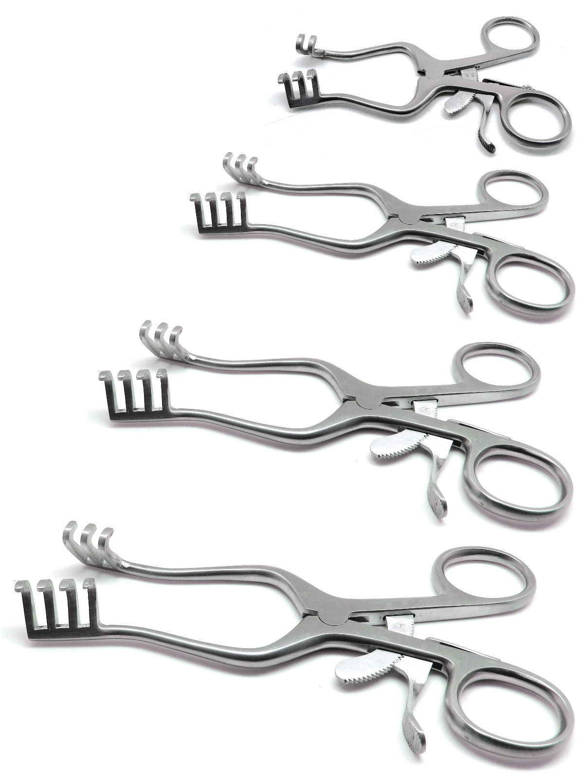 4 Pcs Weitlaner Retractors 4.5″, 5.5″, 6.5″, 7″ Blunt 3×4 Prongs Surgical Tools
