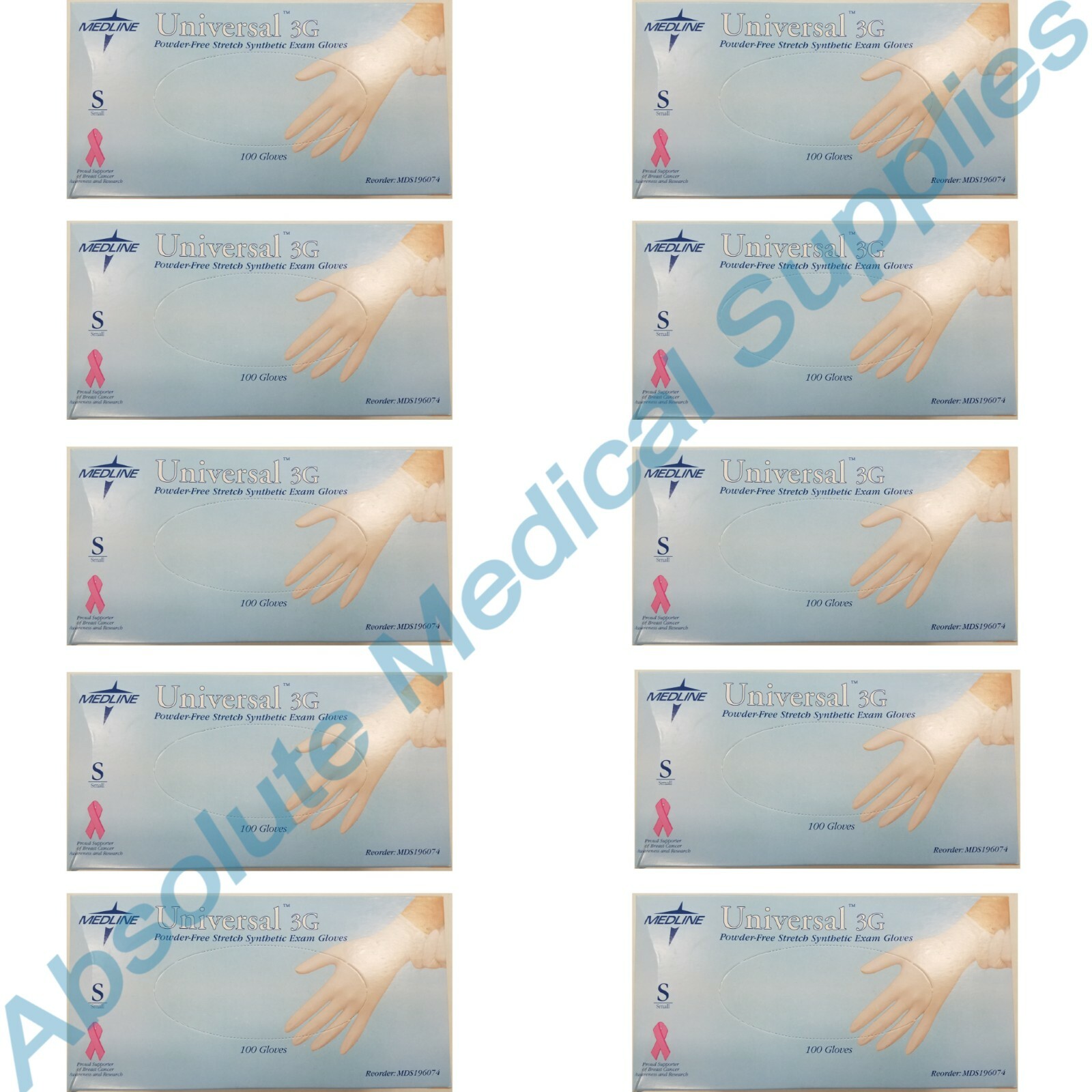 *1,000-Gloves* Medline Universal 3G Polyvinyl Chloride White Small MDS196074