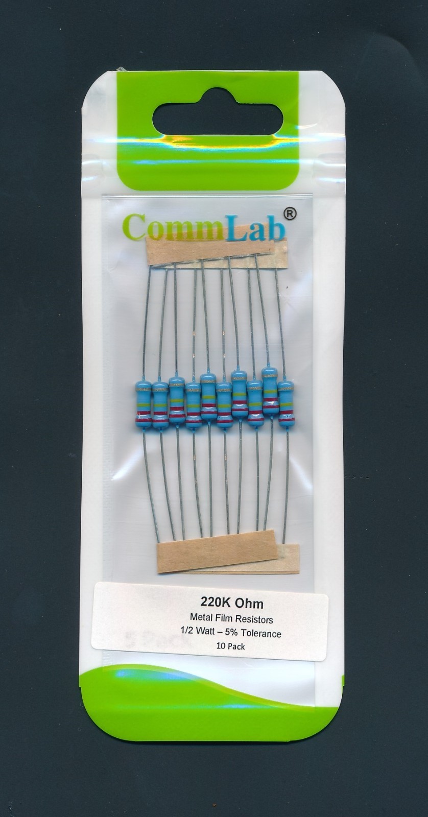 10 pack – Metal Film 1/2 watt 1/2w 5% resistors 0.33-2.2M Ohm Values – You pick