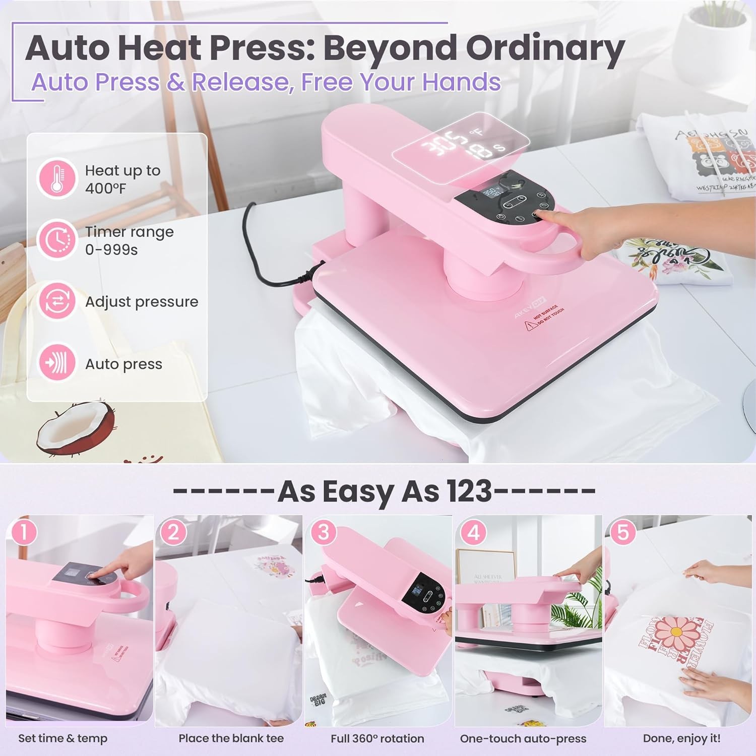 15″x15″ Auto Heat Press Machine Sublimation T-Shirts with Auto Open & Release US