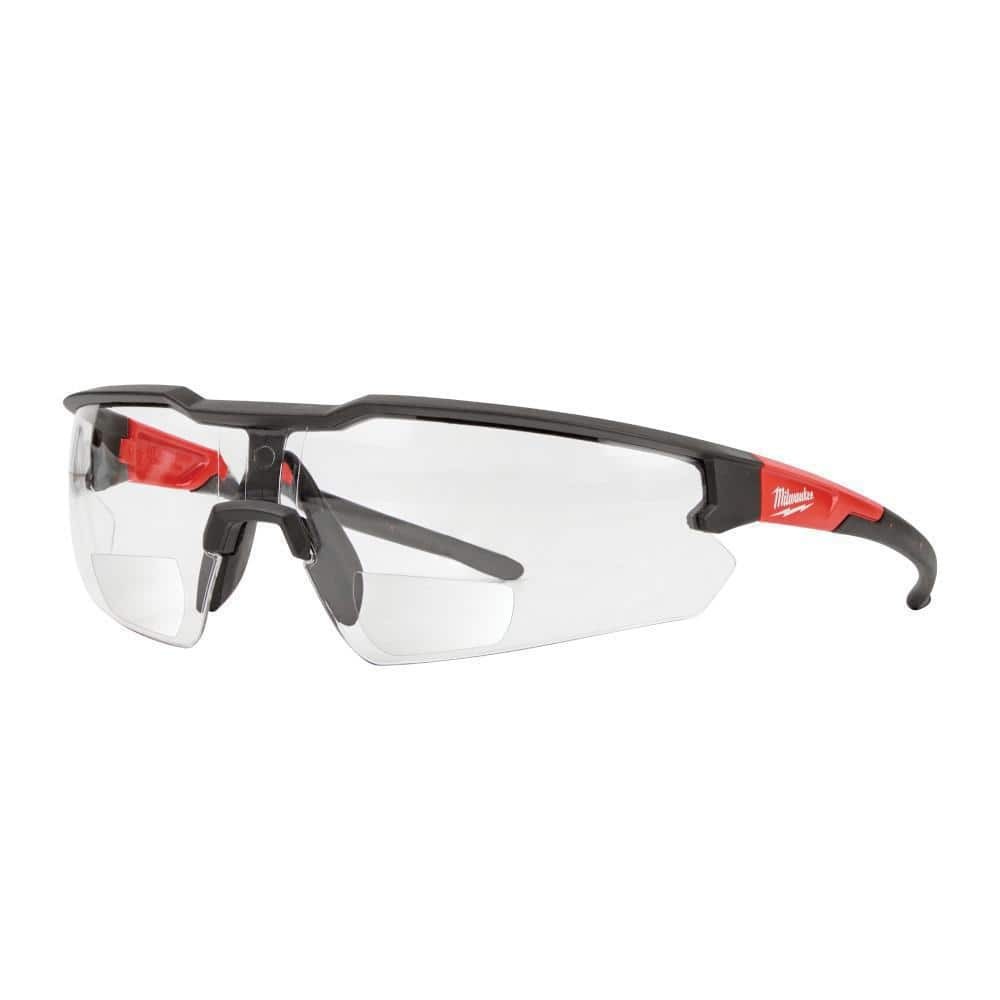 Milwaukee 48-73-2204 Clear +2.00 Bifocal Safety Glasses Magnified Anti-Scratch