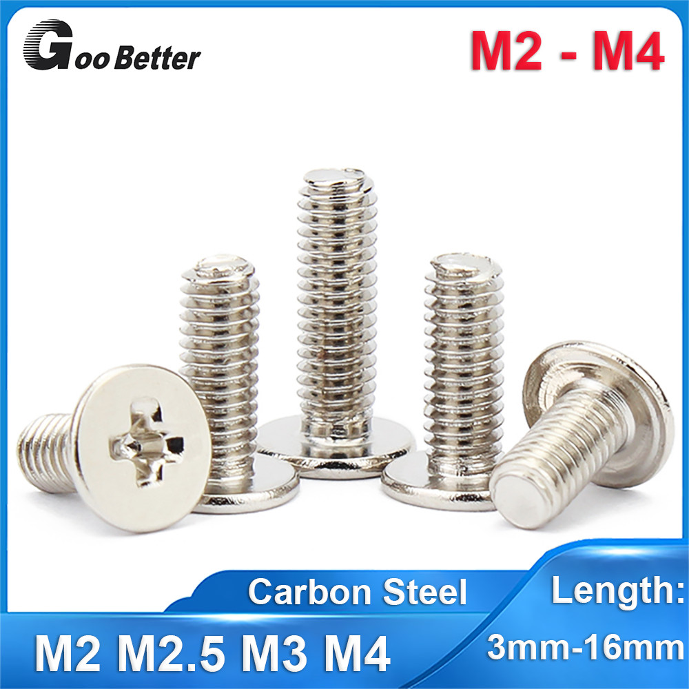 M2 M2.5 M3 M4 Phillips Ultra Thin Wafer Flat Head Screws Nickel Plated Bolts