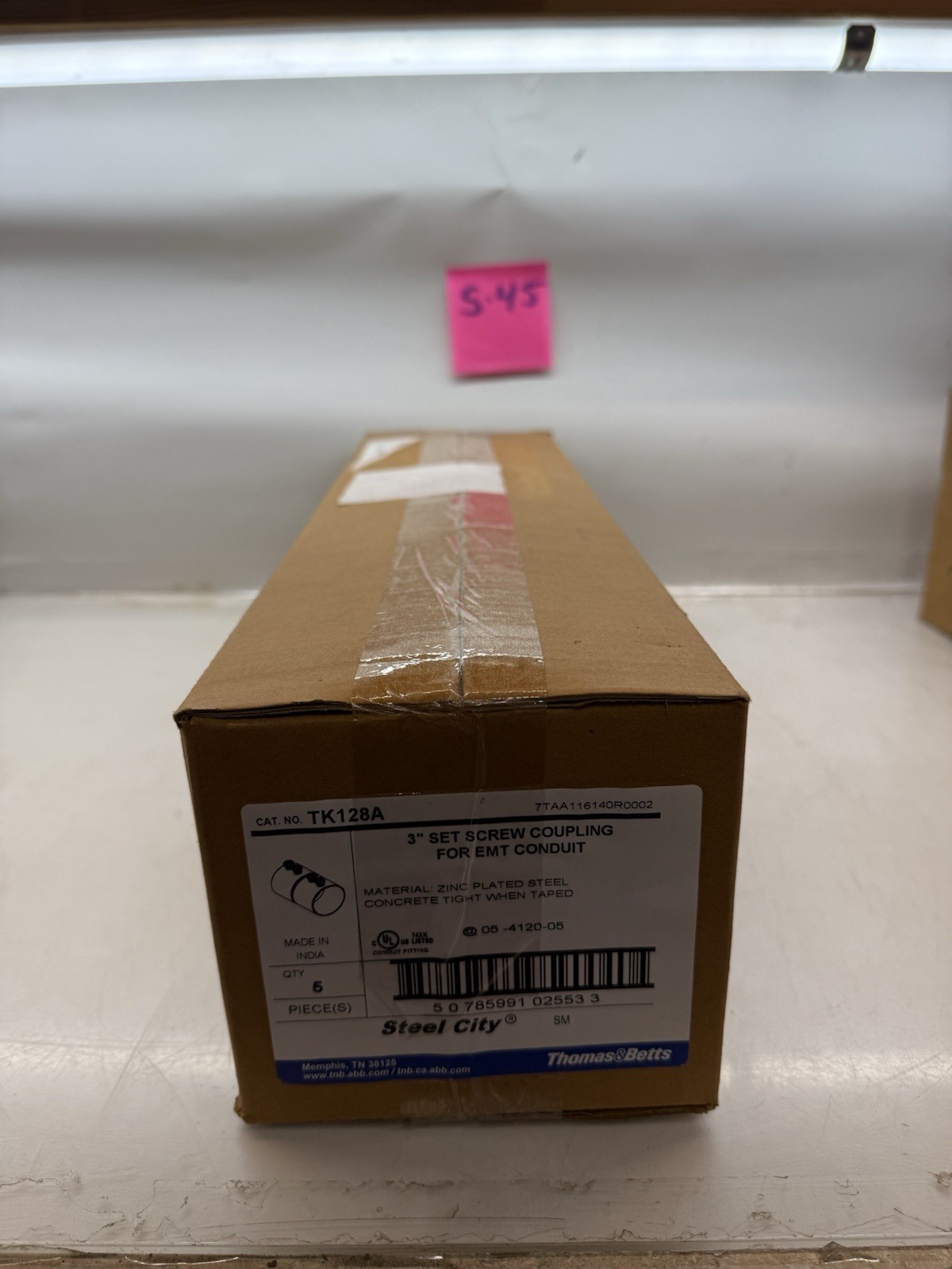 TK128A STEEL CITY 3” SET SCREW COUPLING FOR EMT CONDUIT, BOX OF 5
