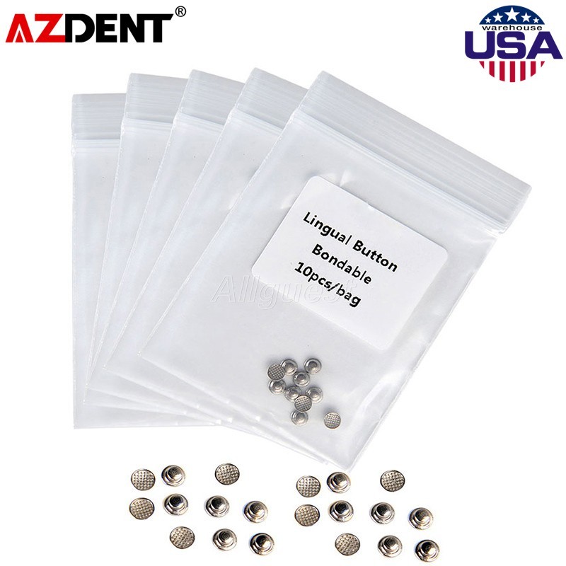 50pcs AZDENT Dental Orthodontic Lingual Buttons Bondable Round Base Monoblock