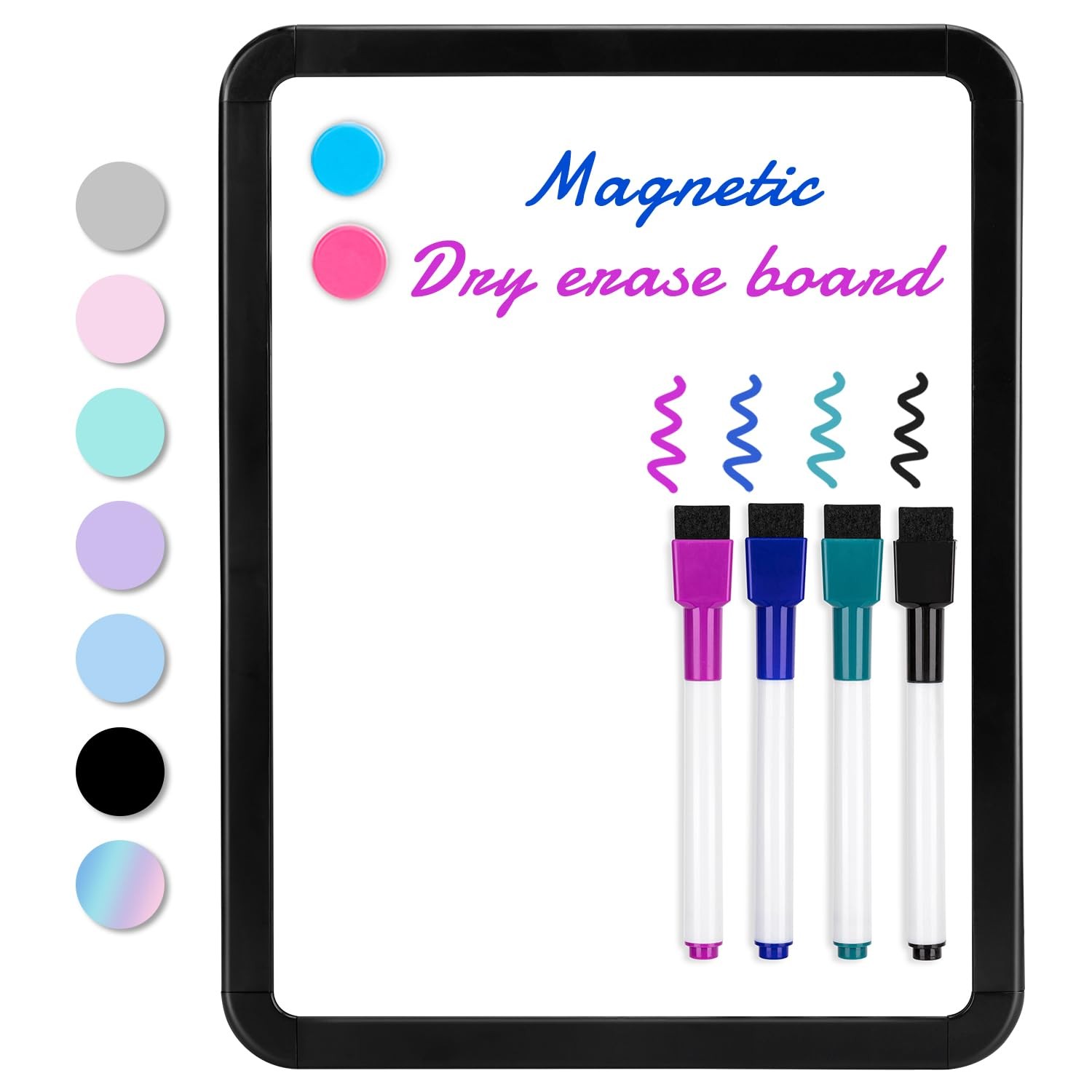 Magnetic White Board Dry Erase Board 8.5 x 11 Inches Black Frame