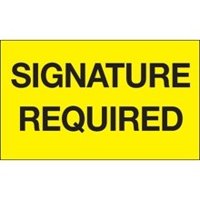 3 x 5″ – “Signature Required” (Fluorescent Yellow) Labels-500 per Roll