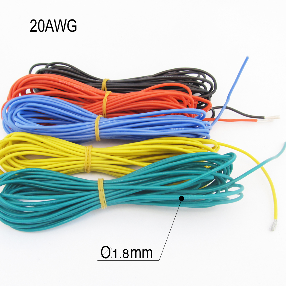 5M 20AWG Flexible Soft Silicone Wire Tin Copper RC Electronic Cable 5 colors