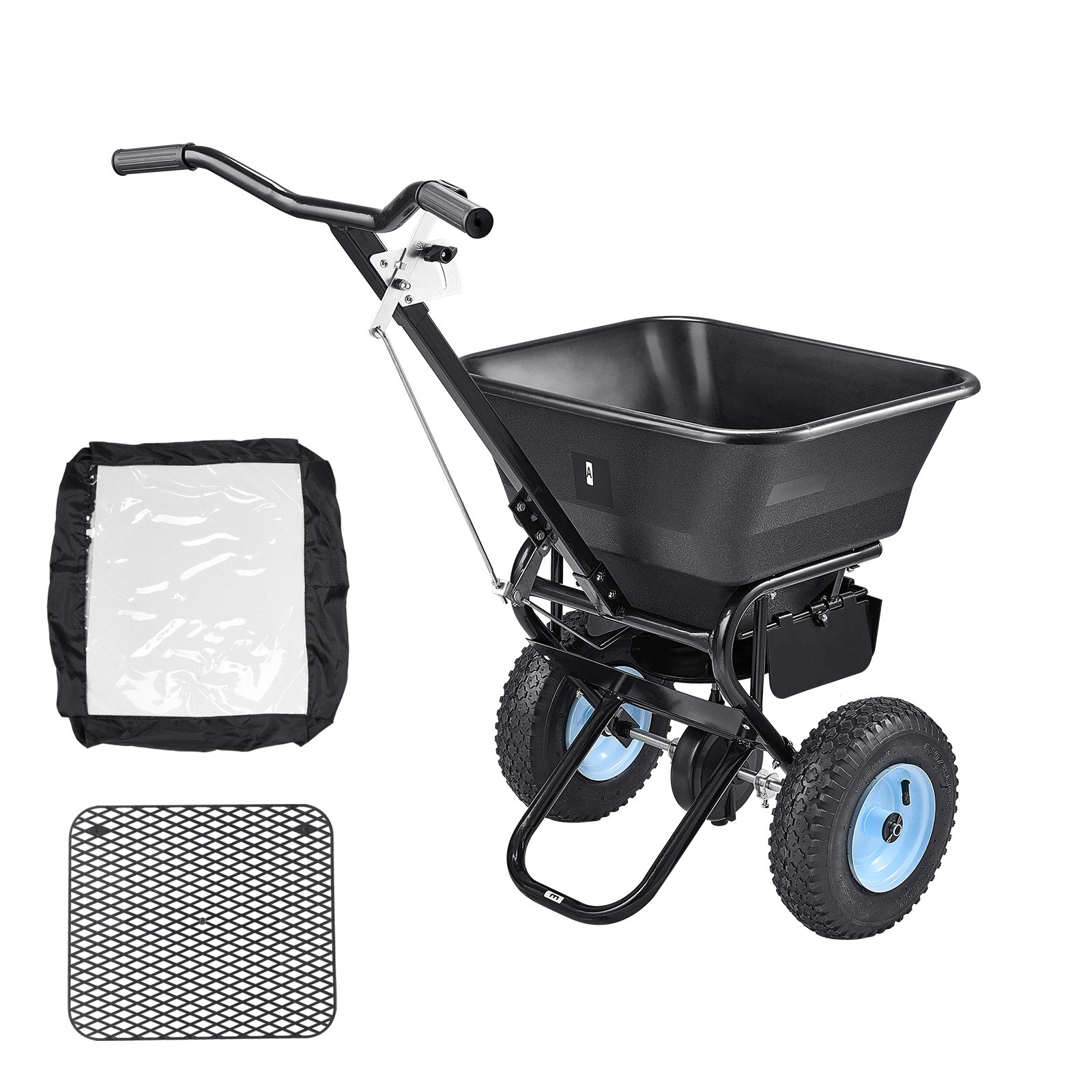 Uimoso 100LB Walk-Behind Broadcast Spreader Adjustable 0-9.8ft Width Fertilizer