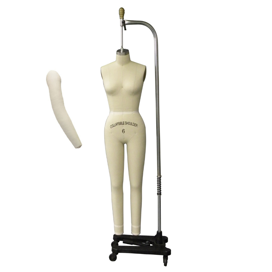 Pro Female Full Body Linen Size 6 Pinnable Dress Form Mannequin with Arm
