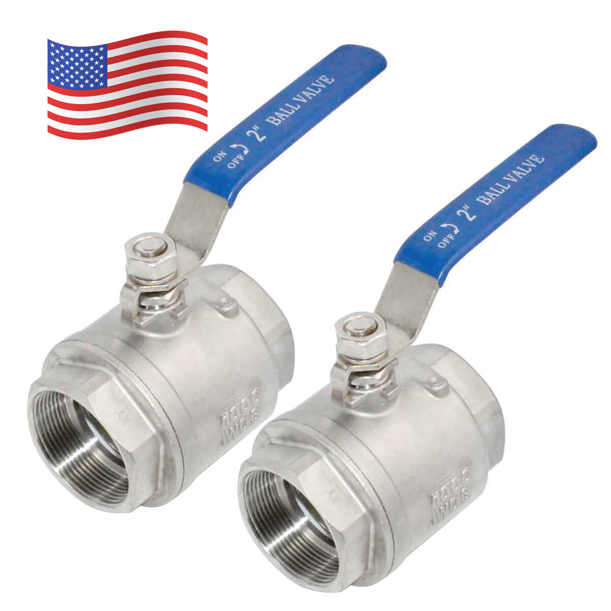 2 inch 2″ Ball Valve,316 Stainless Steel Full Port,2-Piece, 1000WOG 2Pack