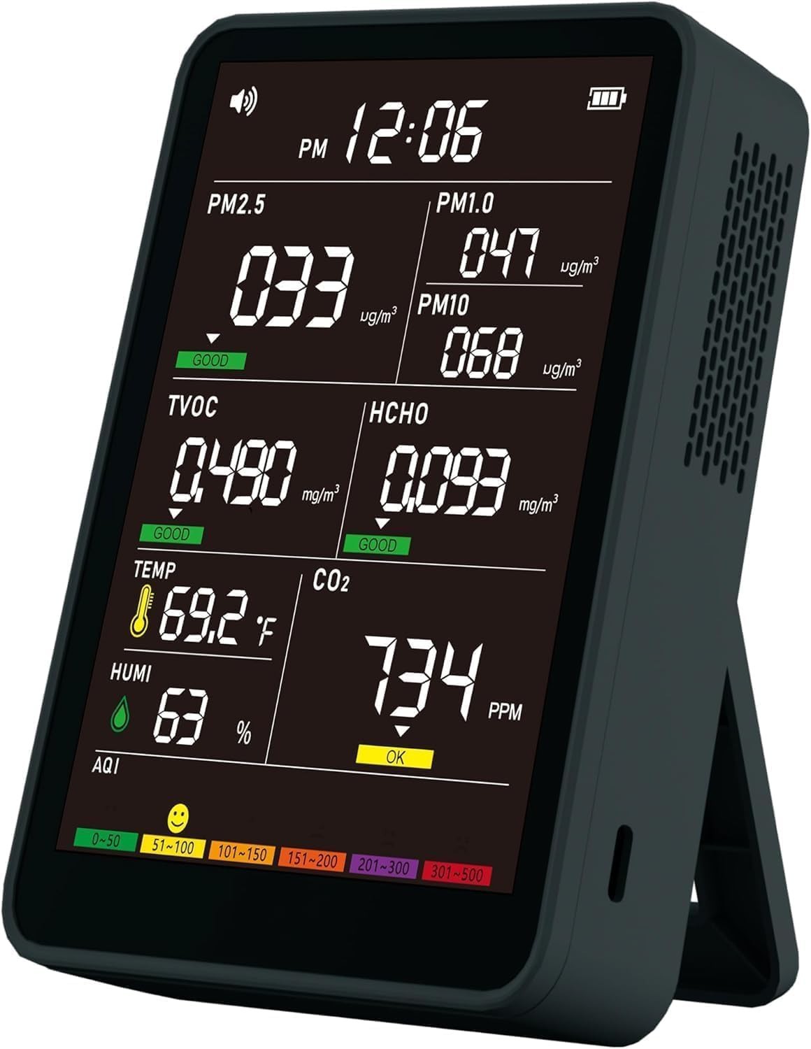 9AQI Indoor Air Quality Monitor Pro | Air Quality Monitor + Audible Alerts