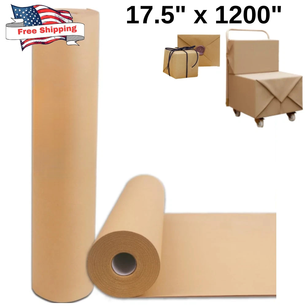 17.5″ x 1200” Brown Kraft Paper 70gsm Basis Thick Roll Packaging Shipping NEW**
