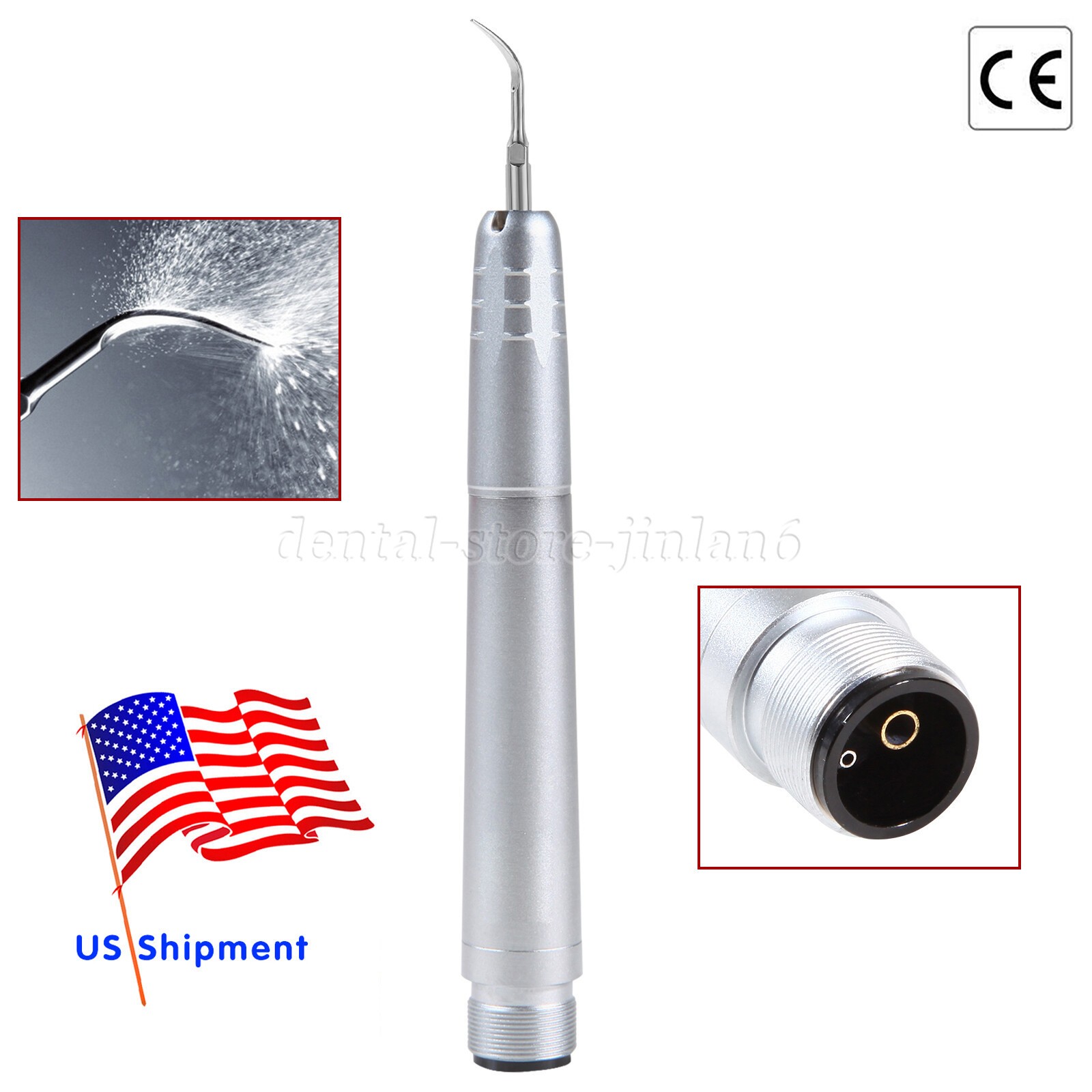 US Dental Ultrasonic Air Perio Scaler Handpiece 2/4 Hole with 3 Tips SANDENT
