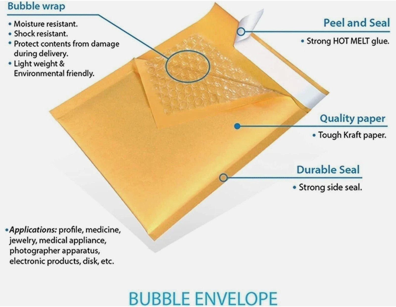 250 #0 Kraft Paper Padded Bubble Envelopes Mailers Shipping Case 6″ x 10″.