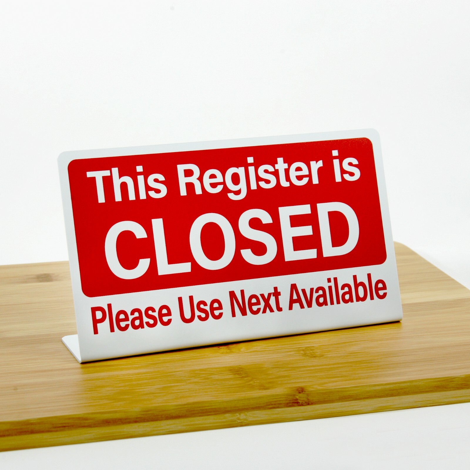 12pk Register Closed Signs, Plastic L style, White w/ Red, Free Shipping