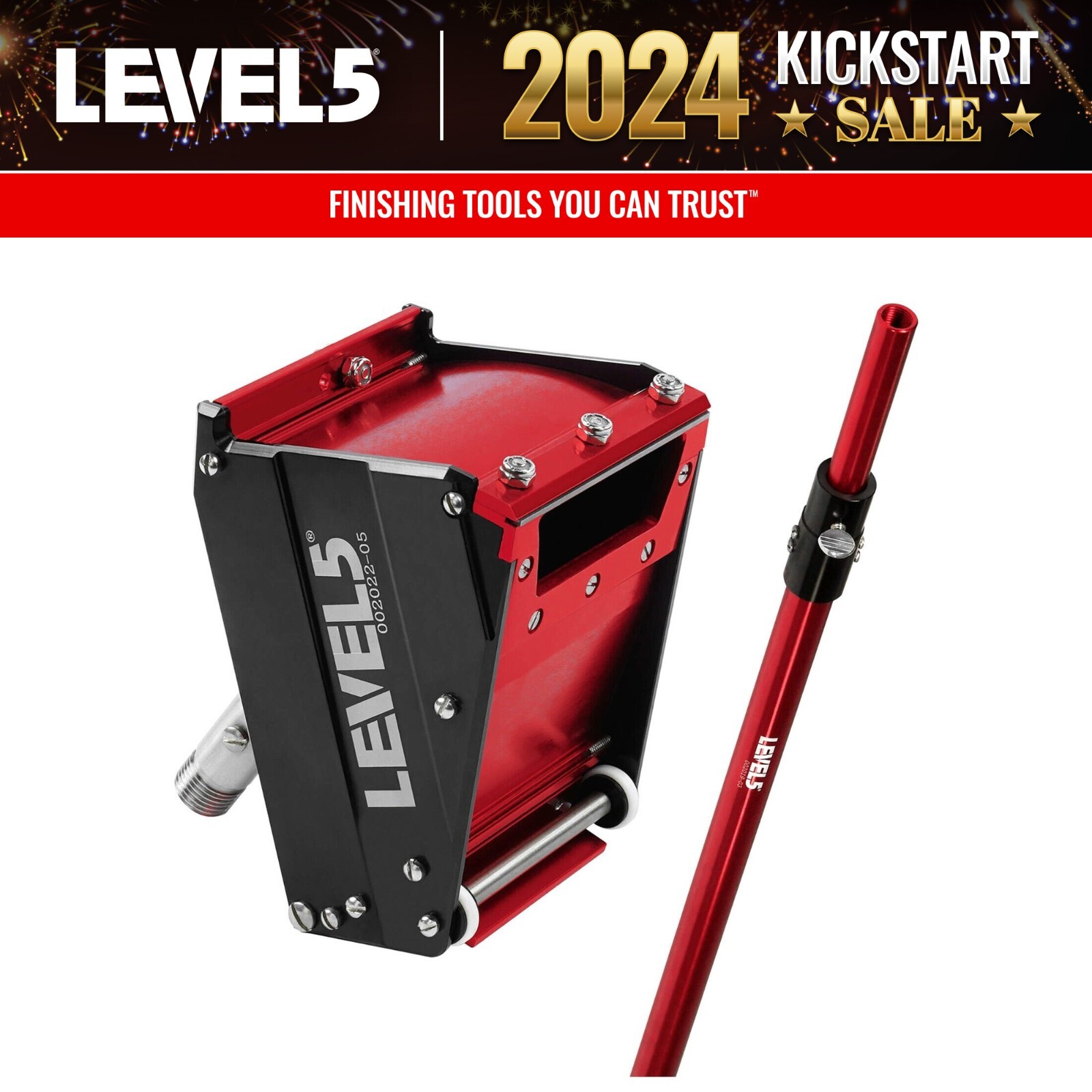 LEVEL5 Drywall Tools – 3″ Nail / Screw Spotter w/ 50 ” Handle | 4-555
