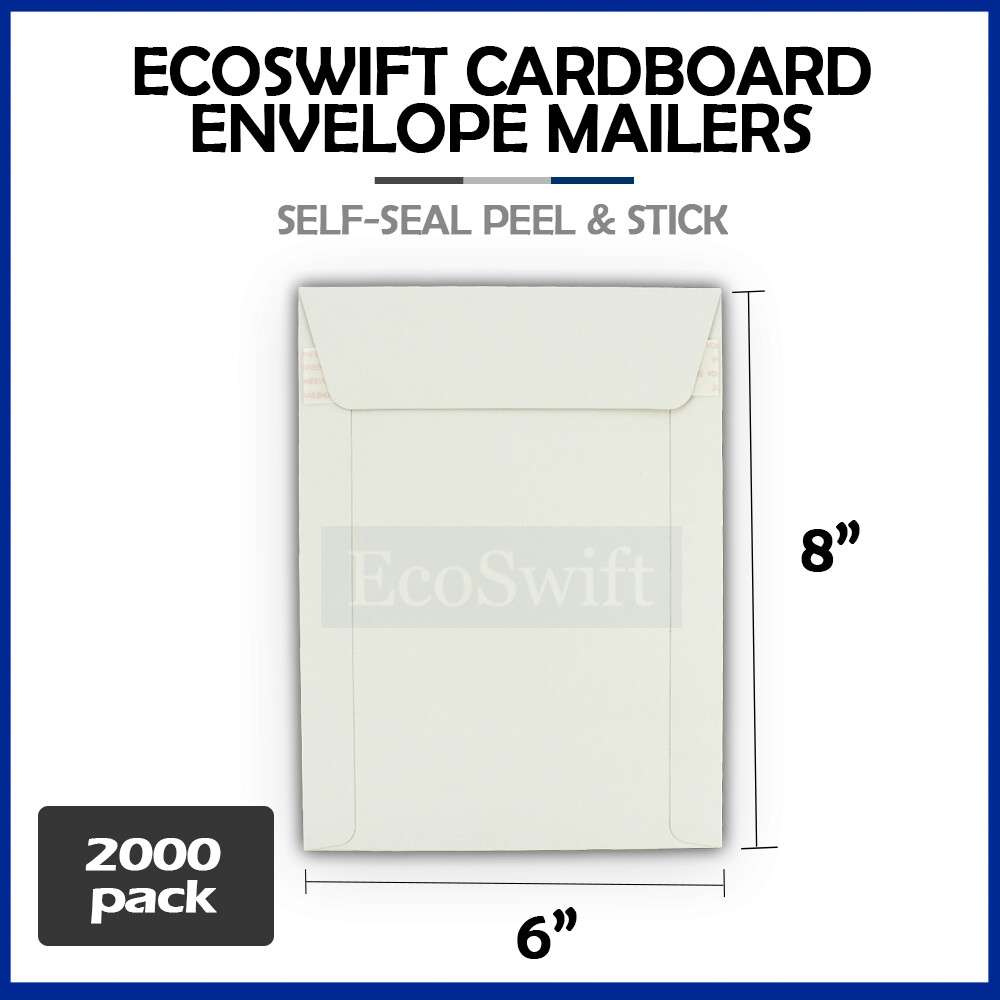 2000 6 x 8 EcoSwift White CD/DVD Photo Shipping Flats Cardboard Envelope Mailers