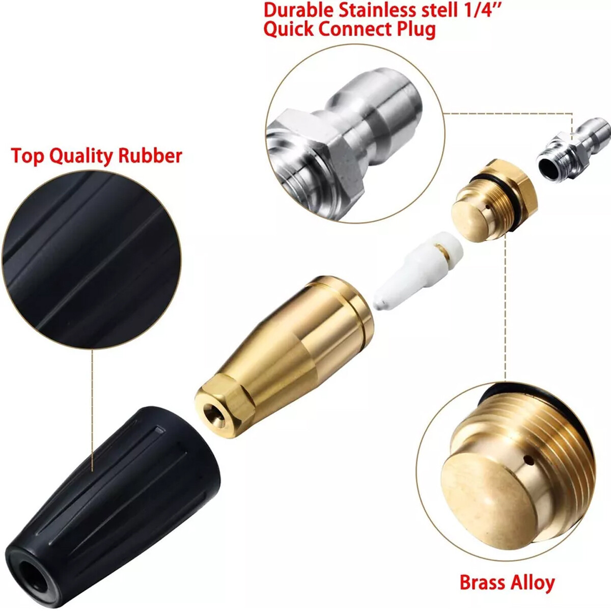 High Pressure Washer Rotating Turbo Nozzle Spray Tip 4000PSI 1/4″ Quick 4.0GPM