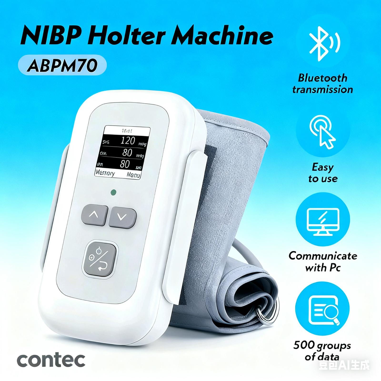 CONTEC ABPM70 Ambulatory Blood Pressure Monitor Upper Arm NIBP Holter Machine