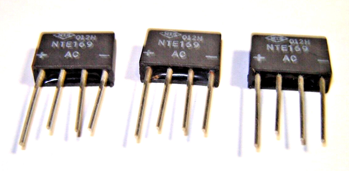 3 pcs New NTE169 Silicon Bridge Rectifier, 600V 2 A Single Phase Full Wave
