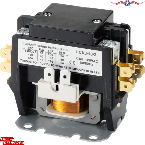 120V Coil 2 Pole FLA 40 Amp Definite Purpose AC Contactor