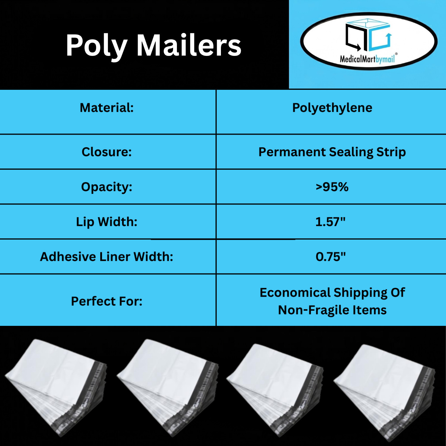 1000 12×15.5 POLY MAILERS ENVELOPES SHIPPING 2 Mil SELF SEAL BAGS 12 x 15.5