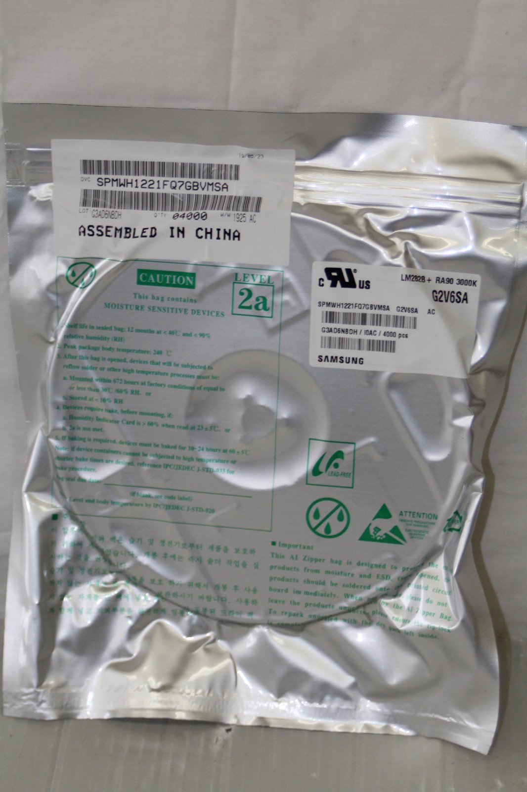 New Samsung SPMWH1221FQ7GBVMSA LM282B+ 3000K LED Reel 4000pcs Sealed
