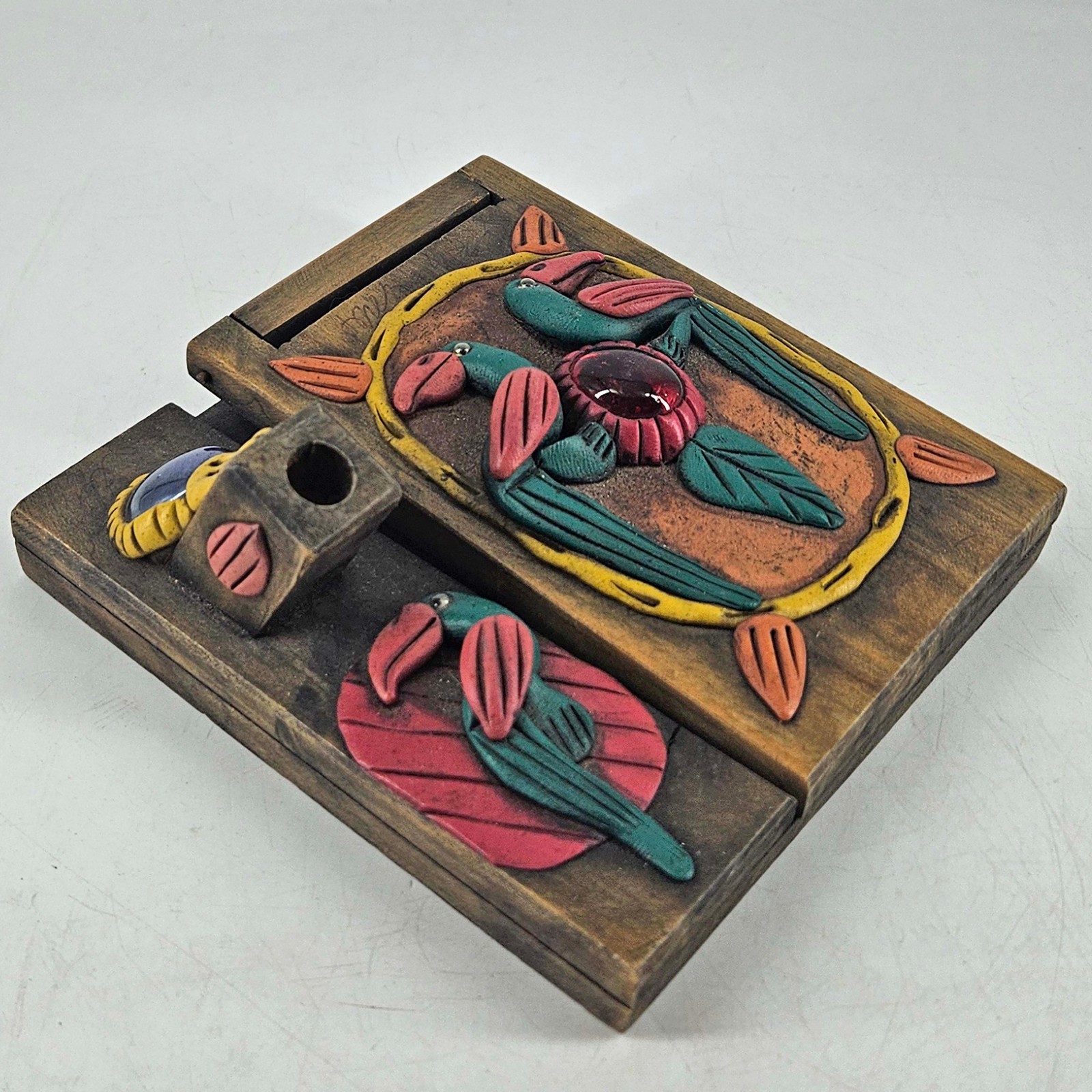 Souvenir wood Costa Rica Desktop Note Book Pen holder