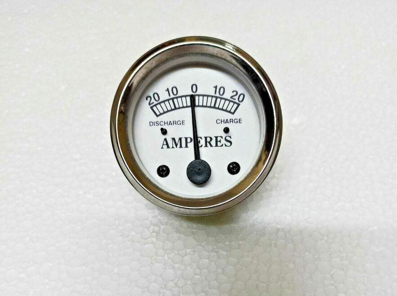 White Face 20 amps Ammeter Gauge Ampere Amp Gauge 52 mm 2 1/16” Chrome Bezel