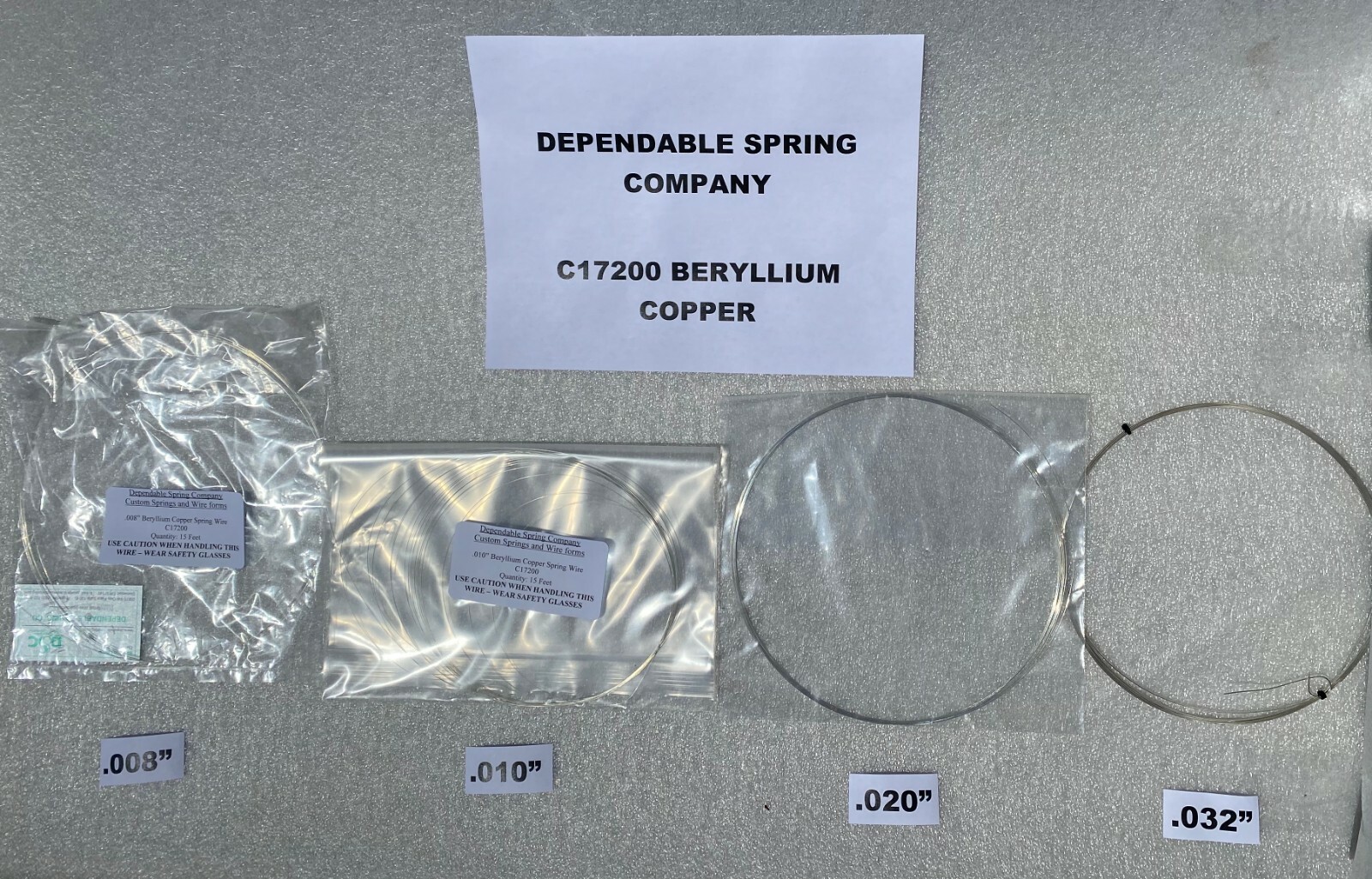 .010 inch / .25 mm 15 FEET Beryllium Copper spring wire silver coated C17200