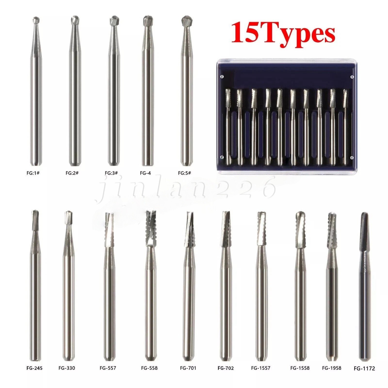 Dental Carbide Burs 19mm FG Straight Fissure Bur for High Speed