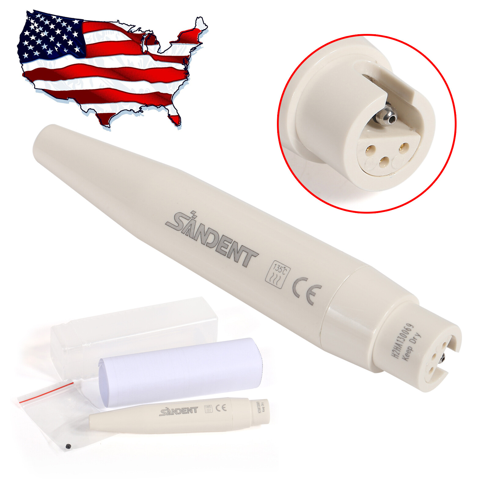 SANDENT Dental Ultrasonic Piezo Scaler Handpiece Fit DTE SATELEC Tips SK-D1