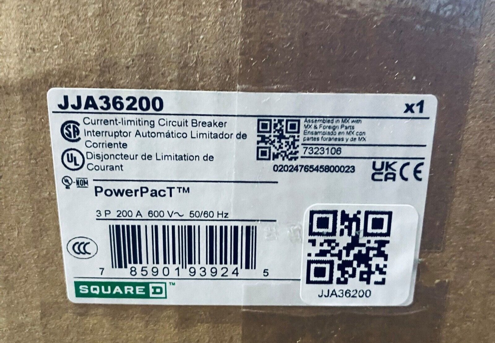 SQUARE D JJA36200 BREAKER 3POLE 200A 600V NEW IN BOX READY TO SHIP