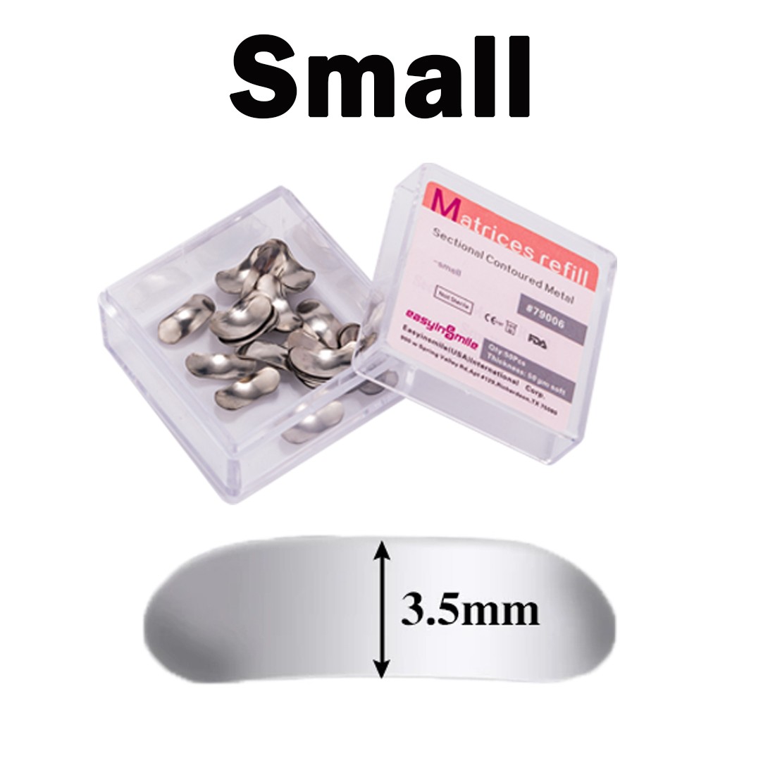 50Pc/Box Dental Metal Matrices Matrix Band Sectional Contoured Refill S/M/L 50μm