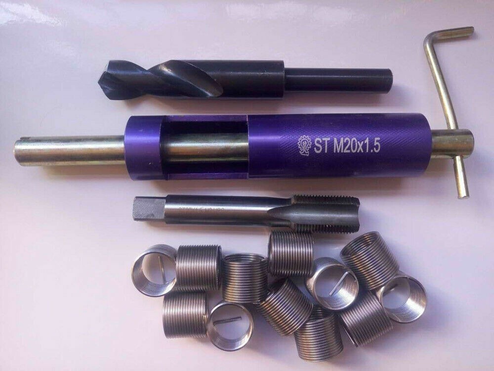 1Set M20 x 1.5 Thread Repair Kit Tap and Drill bit Insert tool New