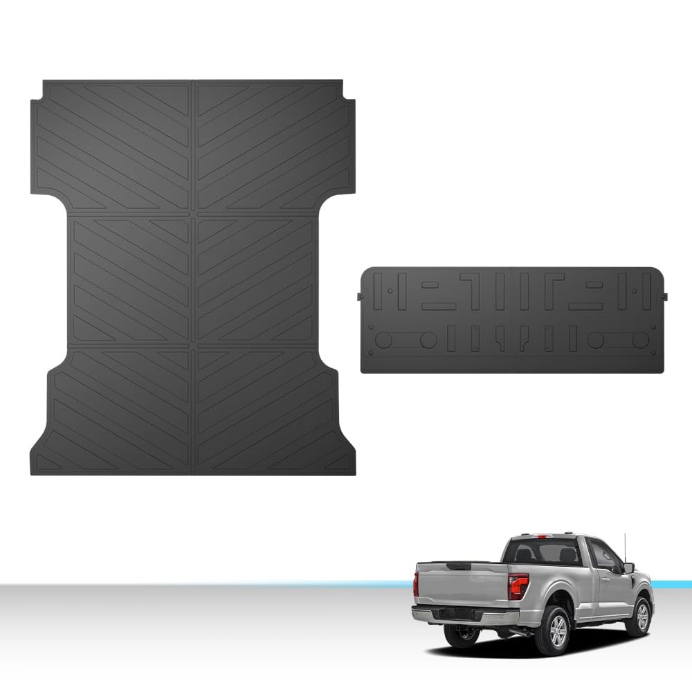 TPE Truck Bed Mat+Tailgate Mat Floor Mats, 2PCS