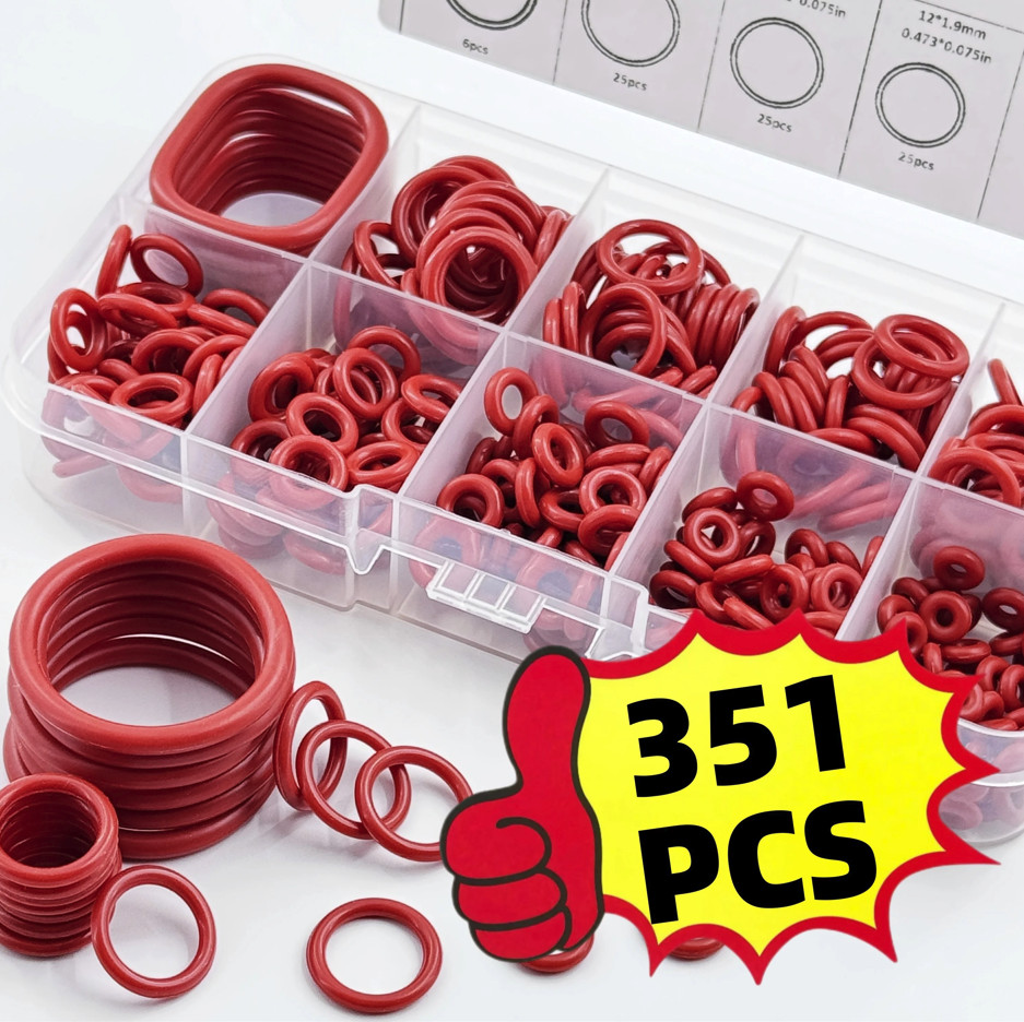 351pcs Silicone O-Ring Set 10 Sizes Oil Heat Resistant Seals Kit – NEW