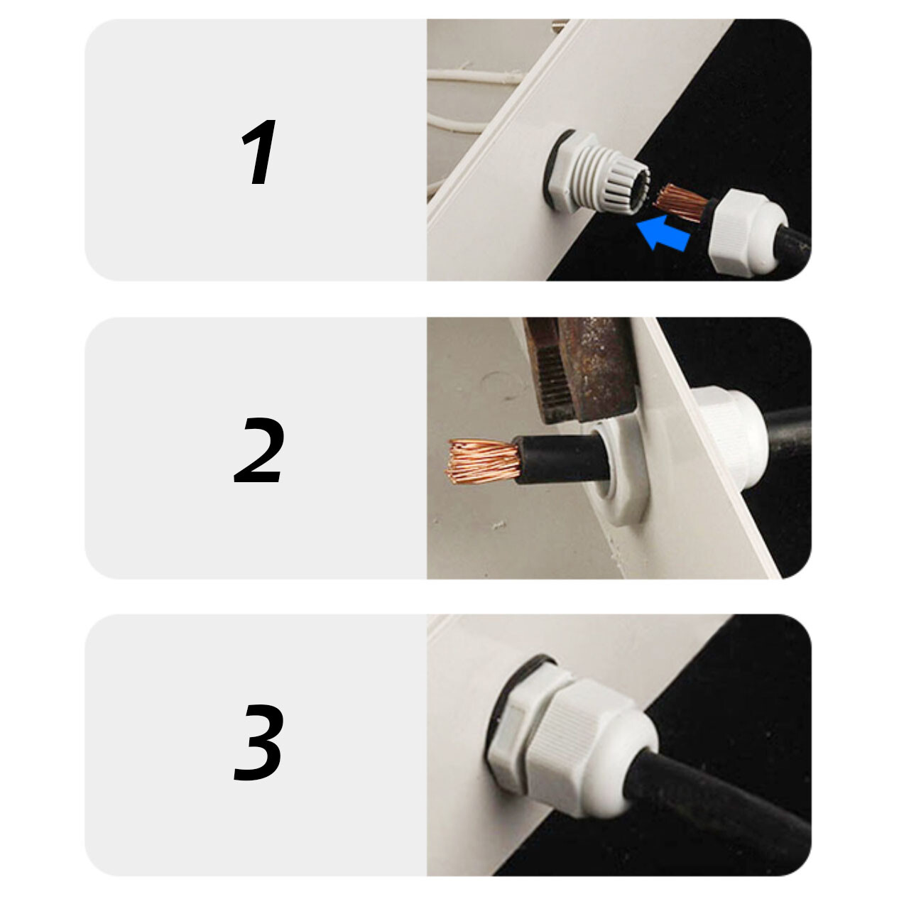 M8 to M72 White/Black IP68 Waterproof Cable Gland Nylon Compression Stuffing