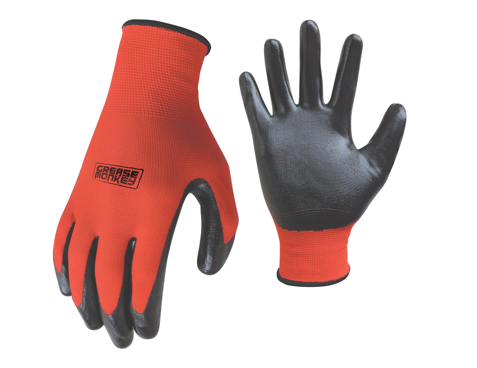 Grease Monkey General Purpose Nitrile Coated Work Gloves, Size Large, 12 Pk, Red