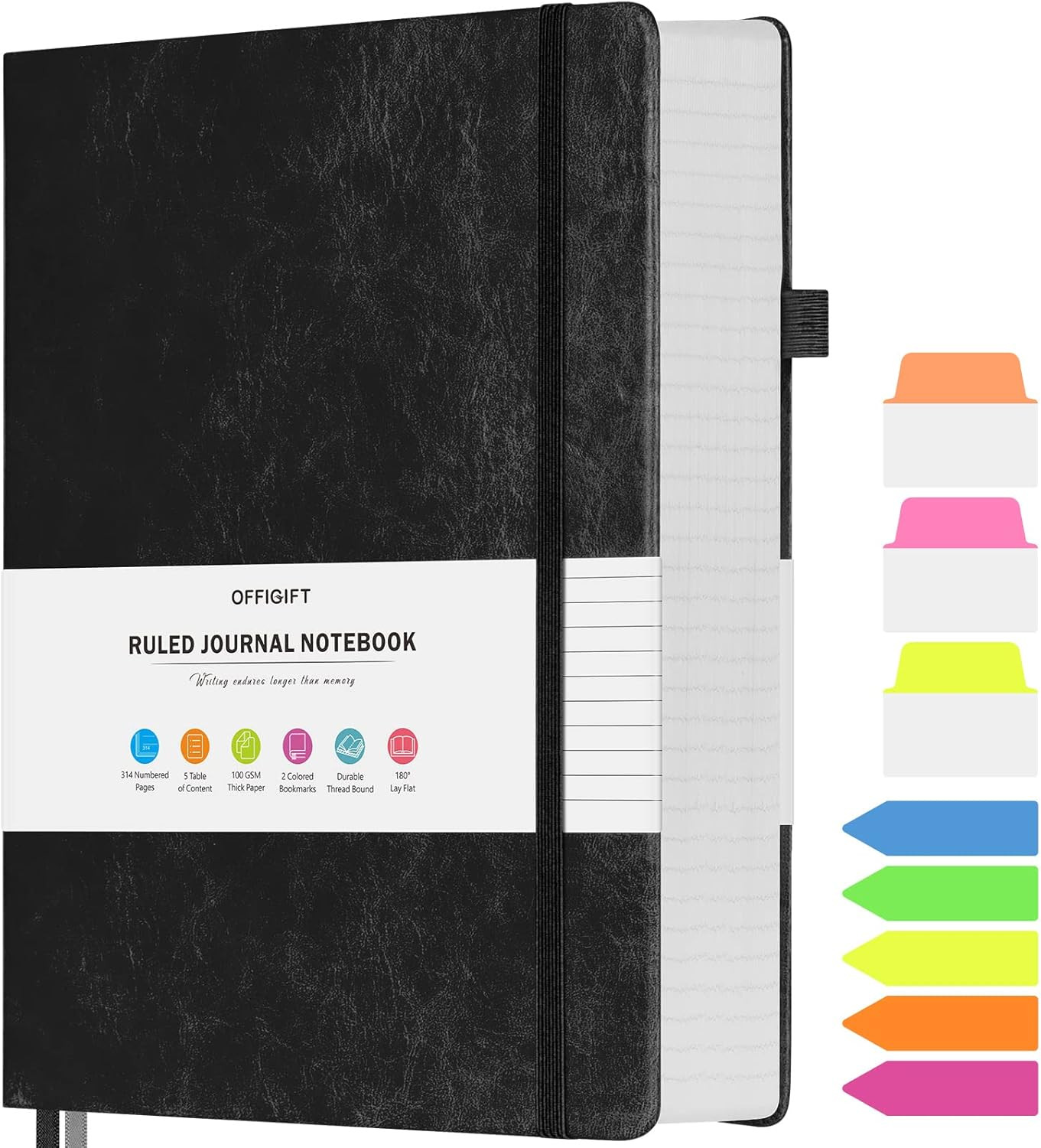 Lined Journal Notebook, Large A5 College Ruled Notebook, 312 Numbered Pages Work