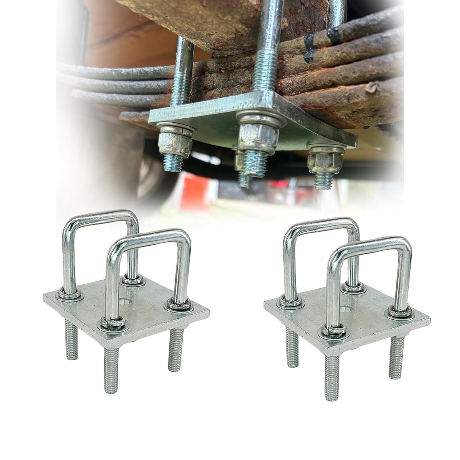 2PCs Square U-Bolt Kit for Boat Trailer Axle Leaf Springs, Trailer Leaf Sprin…
