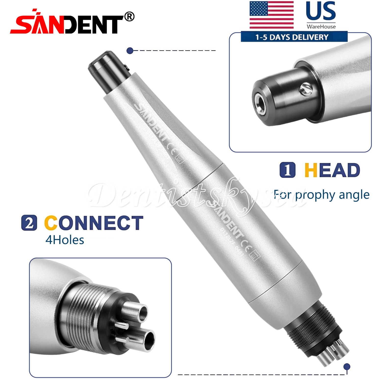 Dental Hygiene Prophy Handpiece Air Motor 4 Holes 4:1 Reduction 360 ° Swivel
