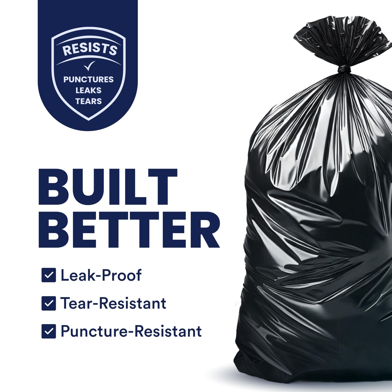 Plasticplace 55-60 Gallon Trash Bags 1.0 Mil Black Heavy Duty Garbage Can