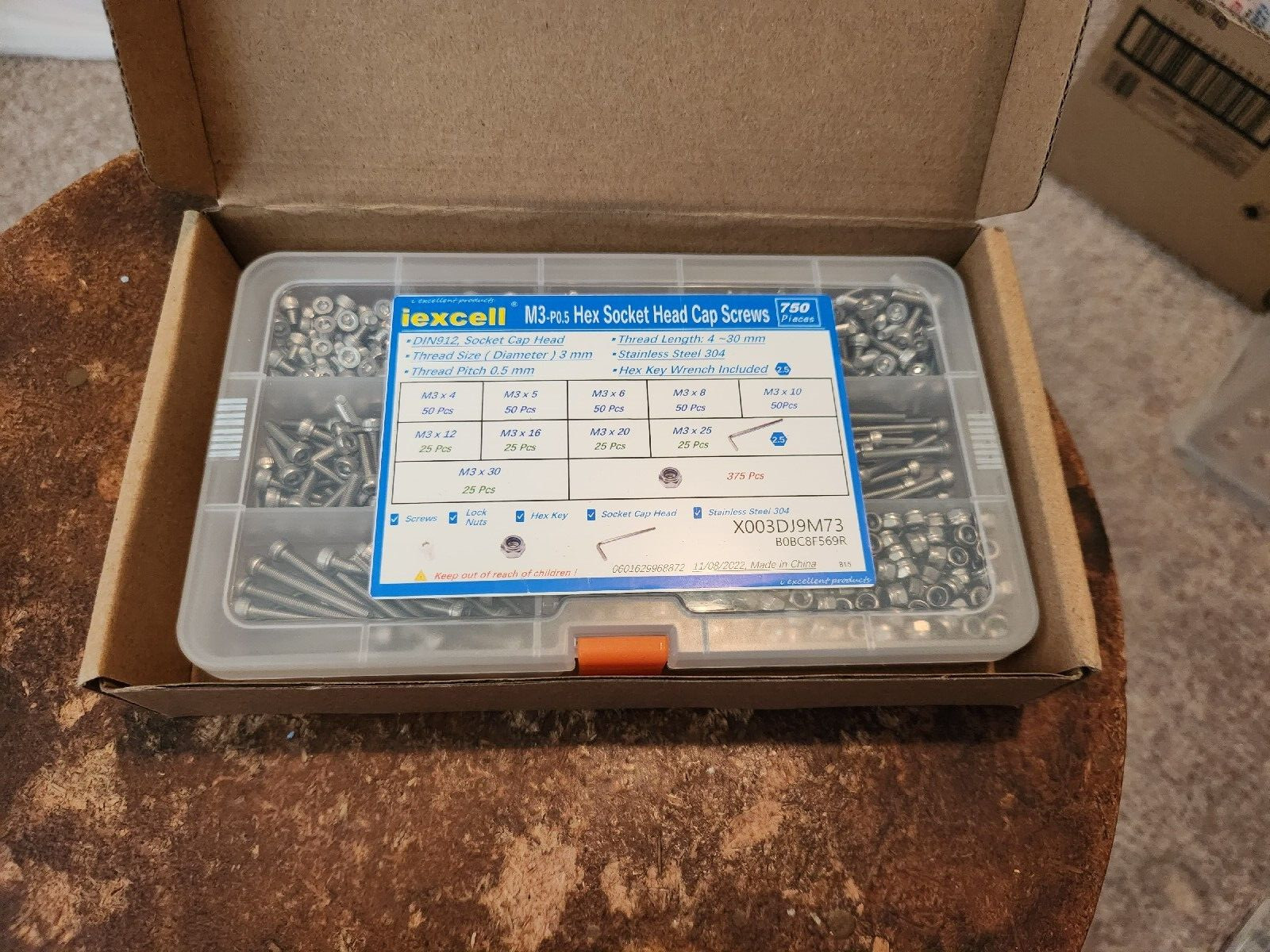 Iexcell M3 x 4/5/6/8/10/12/16/20/25/30 Stainless 304 Hex Socket Head 750 pcs New