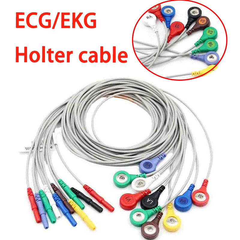 Hot sell ! 10 Lead ECG/EKG Holter cable Lead / TPU Cable snap 0.9m 3ft DIN 1.5mm